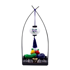 Saidougama Setoyaki Bon Decoration Set, Bon Supplies, Buddhist Tools Height 10.8 inches (27.5 cm), S-33-842 Black