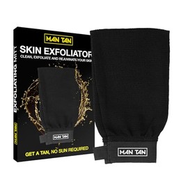 MAN TAN Sunless Tanner Exfoliator Mitt | AMINOTAN Best Clear Self Tan Mousse For Men Works With Hair + Sweat Proof
