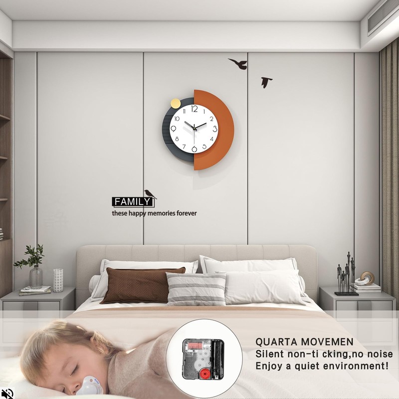 FLEBLE Modern Wall Clocks for Living Room Decor Large Decorative