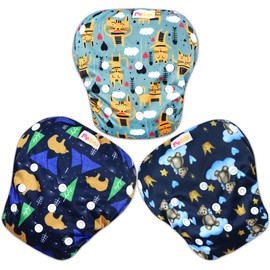 Pedobi Reusable Baby Swim Diapers, Adjustable Diaper Swim for Toddlers 9 Months - 3 Years Old, 3 Pack for Swimming Lessons (Bear, Large)