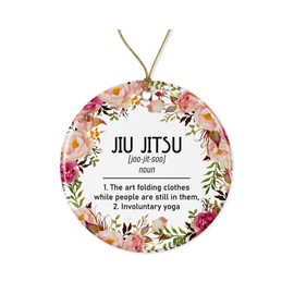 LillaGifts Jiu Jitsu Christmas Ornament - Jiu Jitsu Definition Ornament for Him - Brazilian Ju Jitsu Gifts - Gift Ceramic Holiday Decoration Present Both Sides, White