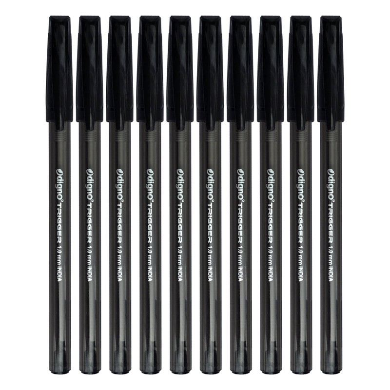DIGNO Trigger Ballpoint Pens, BLACK, Medium Point (1.0mm), Pack of
