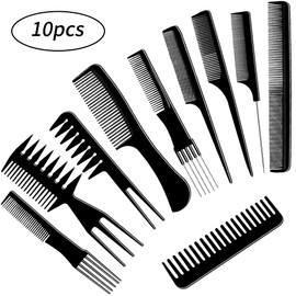 Men's Comb Set, Professional Antistatic Comb, Men's Comb, Hairdresser Comb, Hair Comb for Salon, Home, Travel, Hairstyle, Beard, Hair, Pack of 10