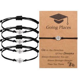 GBTBYS 5PCS Graduation Bracelet Gifts for Her Him, 2025 Going Places, Graduate Compass College High School Inspirational Gifts for Women