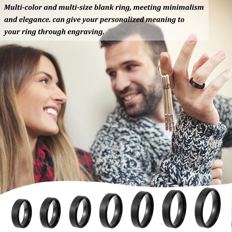 UNICRAFTALE Pack of 14 Stainless Steel Plain Matt Band Ring