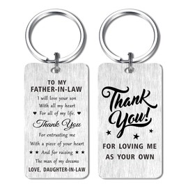 Jzxwan Father in Law Gifts from Daughter in Law, Father of the Groom Christmas Birthday Keychain, Father-in-Law Wedding Gifts from Bride, Thank You for Loving Me as You Own