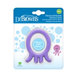 Dr. Brown's Flexees Friends Purple Octopus, Soft 100% Silicone Baby Teether, BPA Free, 3m+