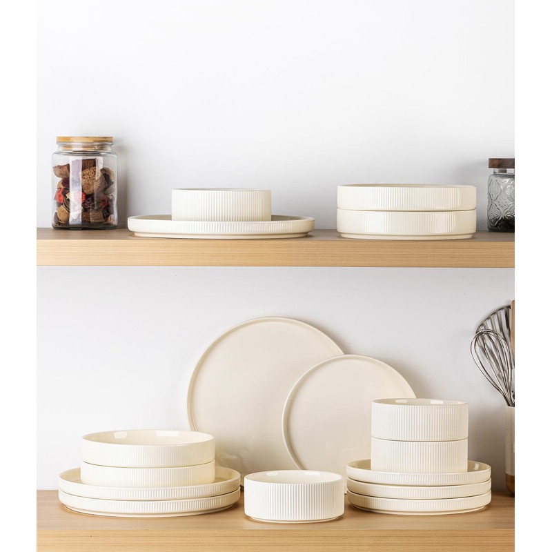 TheTerra Ceramic Dinnerware Sets for 4, 12 Pieces Porcelain Lightweight