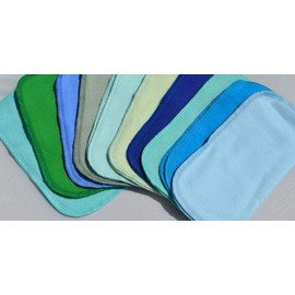 2 Ply Solid Color Flannel 8x8 Inches Little Wipes Set of 5 Blues and Greens