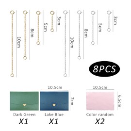 XMNIVATE 8 Extension Chains, 2 Small Envelopes, 2 Polishing Cloths, Adjustable Extension Chains, Jewelry Tail Chains, DIY Bracelets, Necklace Extension Chains, Jewelry Accessories