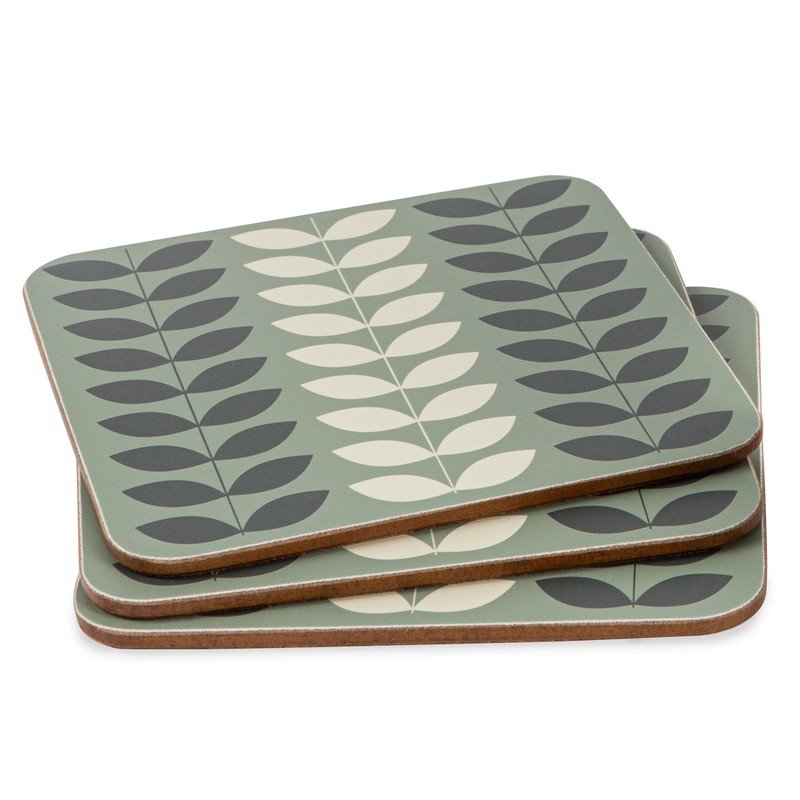 LAGO TERRA Set of 4 Leaf Print Drinks Coasters in