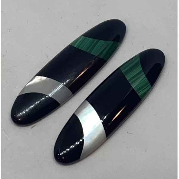 Unbranded NOS Set of 2 Genuine Malachite Onyx Mother Of
