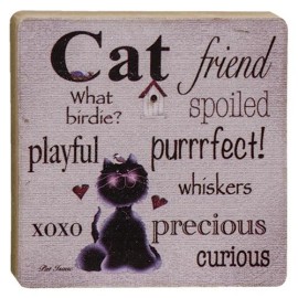 Hearthside Cat Friend Wood Block Sign Distressed Country Prim NWT 4 x 4 Cat Lover Gift
