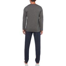 Emporio Armani Men's Patterned Logoband Long Pajamas, Magent/Stamp MICR Pa