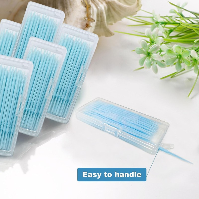 Toothpicks,Tooth Picks Flossers with Bristles,Double-Side Dental Picks,Plastic Toothpicks Disposable,Portable Package(40