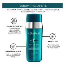 Kit Tratamiento Para Cabello Dañado Debilitado y Procesado Kérastase Therapiste Shampoo Bain 250 Ml y Serum 30 Ml                                     