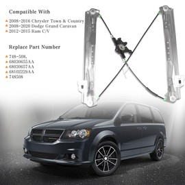 Predep Front Left Driver Side Window Regulator Motor Assembly Compatible for Dodge Grand Caravan 2008-2020 Chrysler Town & Country 2008-2016 Ram 2012-2015