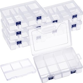 yivom Pack of 3 Storage Boxes, 8 Compartments, Double Layer Sorting Boxes for Small Parts, Transparent Assortment Boxes, with Adjustable Dividers, for Small Parts, Large, Fishing, Sewing Accessories