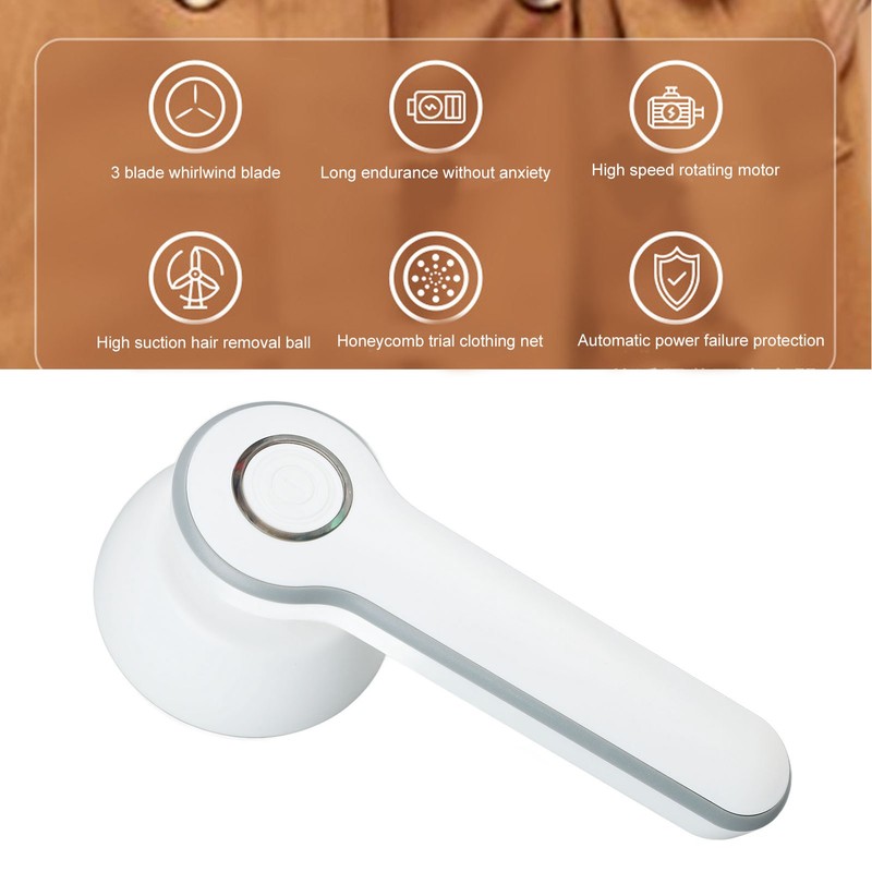 Lint Remover Light Weight USB Powered Lint Shaver White Rechargeable