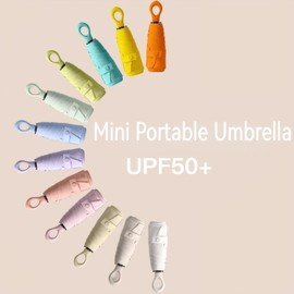 Maizoon Mini Five-fold 6 Ribs Portable UPF50+ Sunshade Pocket Umbrella Creative Ring handle Lightweight Windproof Strong Sun Rain for Girls Women Purse Dark Green