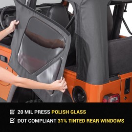 TACTIK Fabric Only Replacement Soft Top - Fits Jeep Wrangler TJ 1997-2006 - Custom-Fit Fabric Roof with Removable Side&Back Window Jeep TJ Soft Top Jeep TJ Top Cover (Without Door Skins, Black Denim)