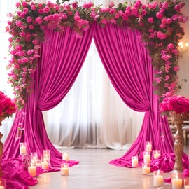 10ft x 10ft Hot Pink Backdrop Curtain for Parties Fuchsia Wrinkle Free Backdrop Drapes Panels for Baby Shower Birthday Photo Photography Polyester Fabric Background Decoration