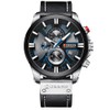 CURREN Mens Luxury Chronograph Large Dial Leather Waterproof Sport Army