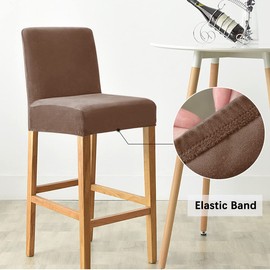 Dimatic High Stretch Bar Stool Cover Counter Stool Pub Velvet Chair Slipcover for Dining Room Cafe Barstool Slipcover Furniture Chair Seat Cover Non Slip with Elastic Bottom Set of 2, White