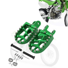 BAOUFF Dirt Bike Foot Pegs with Springs and Lathes,CNC T6 Aluminum Dirtbike Footpegs Pedal Rests for KLX300R 1997-2007 2020-2023/KLX300 2021-2023 Green