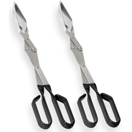 Grilling Tongs for Outdoor Grills - 2-Pack Combo Gift Set - Two 17" Long-Reach Barbecue Grilling Tongs (Black). Professional BBQ Steak and Gril Tongs. Pitmaster Grilling Accessories