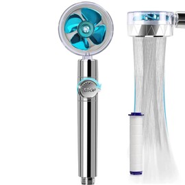 JJiaoLinin Water Saving Shower Head, 360 Degree Rotating Propeller Operated Handheld Shower Head with Filter, Propeller Shower Head, Pressure-Increasing Shower Head, Water-Saving Shower Head with