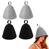 4 PCS Sauna Hat, Sauna Accessories, Home Sauna, Street Sauna and Bath House - Essential Sauna & Parts, Comfortable Bath House Cap Felt Sauna Hat for Men & Women (Black and Grey)