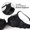 DOBREVA Women's Push Up Bra with Lace Padded Plunge Underwire