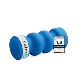 relexa Double-twin fascia roller with 4 ergonomic areas of action for neck, back, buttocks and legs. Deep effect for muscles and fascia. Available in various colours. (blue)