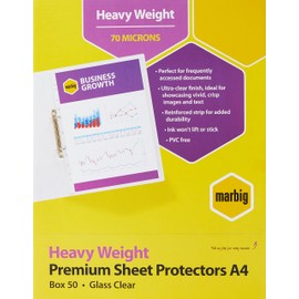 MARBIG(R) 25100S Sheet Protectors Heavy Weight A4 Box 50