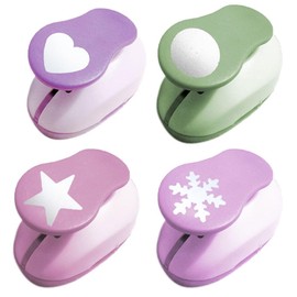 4 PCS Craft Paper Punch, Multi-Shape Hole Punch Star Snowflake Round Embossing Tool for Scrapbooking, Photo Album, Handicraft, Card Making