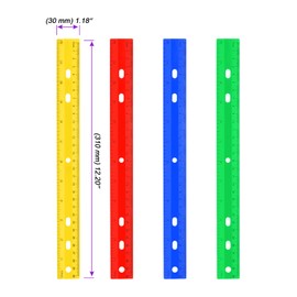 JOIKIT 48 Pack 30cm 4 Coloured Plastic Rulers, 12 Inches Dual Scales Straight Ruler for Office, Home, Red, Green, Blue, Yellow