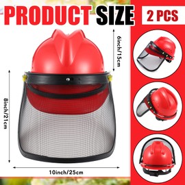 Amylove 2 Pcs Safety Face Shield with Mesh Face Shield for Weed Whacking Protective Chainsaw Helmet Construction Helmet Forest Hard Hat with Face Shield for Chainsaw Trimmer Protection