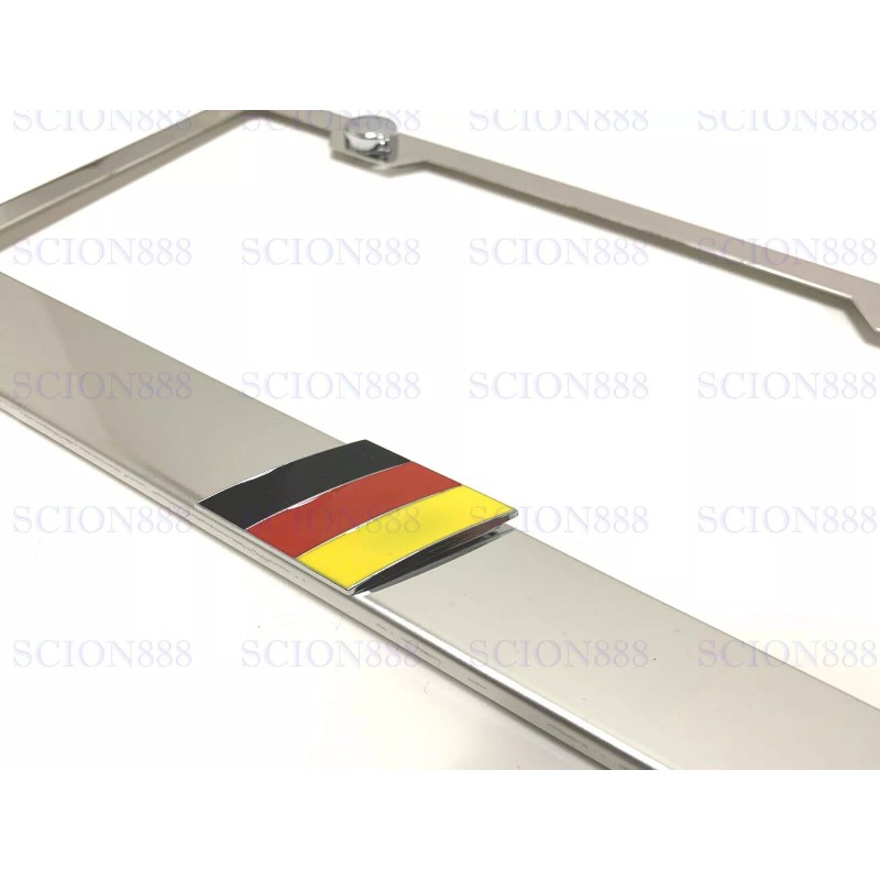 License Plate Frame 3D GERMAN FLAG Emblem Badge Stainless Steel