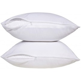Pillow Protector - Poly-Cotton Blend Pillow Covers - Water and Dust Resistant Pillow Cases - Super Soft and Lightweight Pillow Case Protector for Pillows - White (2 Pack) - King Size