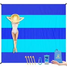 BYDOLL Nylon Beach Blanket Waterproof Sandproof 78''x110'' Suits 1-7 Adults Oversized Sand Free Extra Large Blanket Lightweight Soft Picnic Mat for Beach Essentials