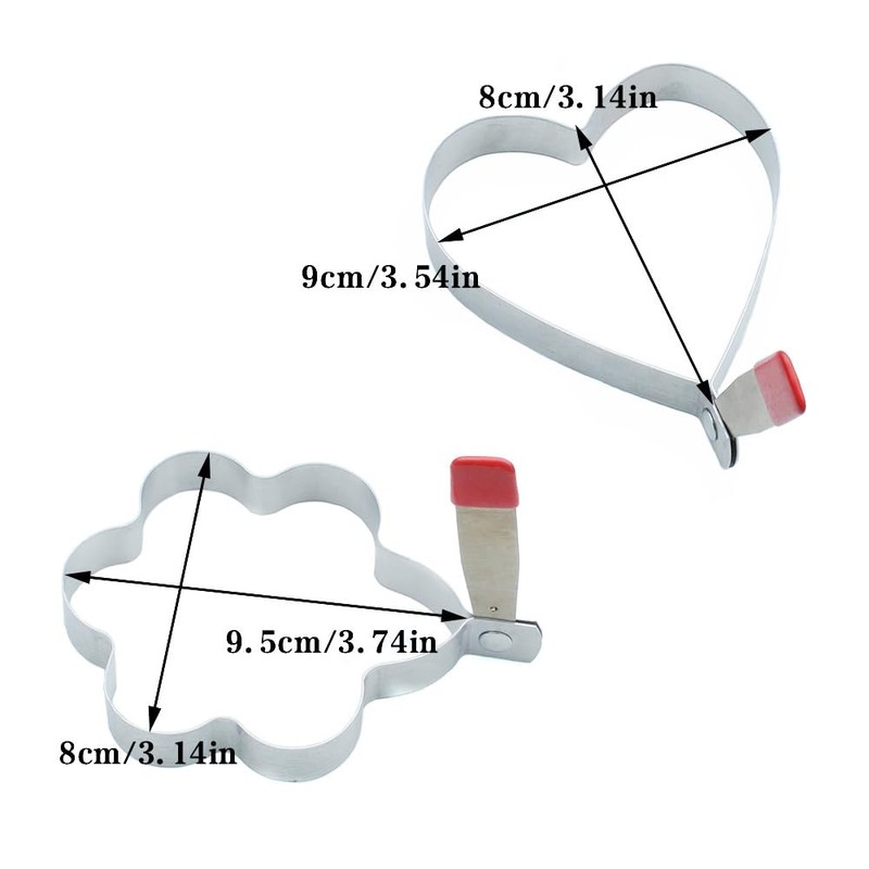 2 Pcs Stainless Steel Egg Rings with Anti Heat Handle