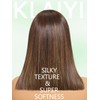 KLAIYI Bob Wig Human Hair Chocolate Brown With Highlight Straight