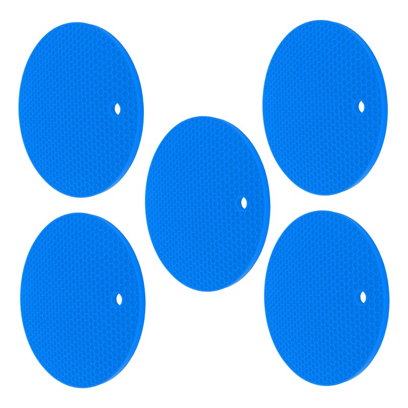 5PCS Silicone Trivet Mats Round Multipurpose Heat Resistant Non Slip