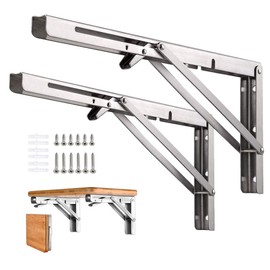 Folding Shelf Brackets, Heavy Duty Stainless Steel Collapsible DIY Wall Mounted Shelf Bracket, Max Load 80kg (10 inch)