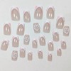 GlamRays 24 Pieces French Tip Stick-on Nails Square Short Fake