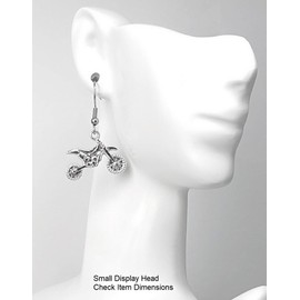 Motorcycle – Dirt Bike - 19x22mm - Silver alloy charm dangle earrings. Hypoallergenic Stainless-Steel Fishhook or Silver Plated Ball-Post, or Clip-on Earrings Opt.