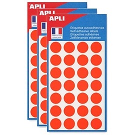 Agipa Pack of 3 Round 15 mm Red Pack of 140 Labels Stickers Warning Triangle Neon