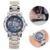 Fashion Waterproof Men Round Dial Hollow Automatic Wristwatch Mechanical Watch(Blue