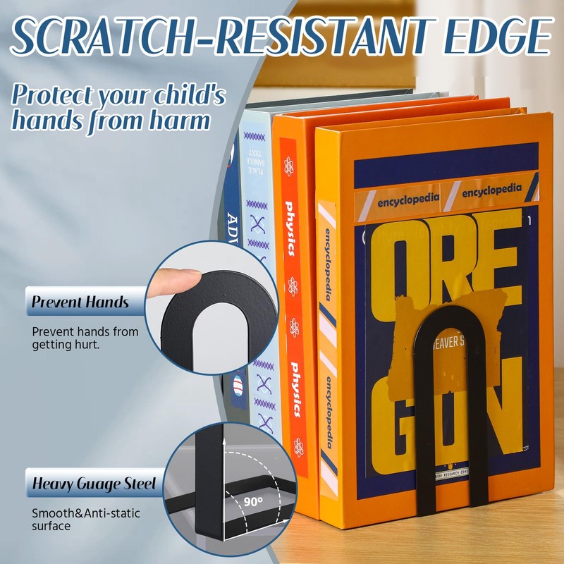 Chunful 3 Pairs Modern Metal Book Ends for Shelves Decorative